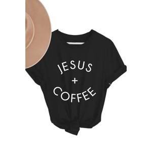 NEW TYPE A TEES women's jesus + coffee tee in black